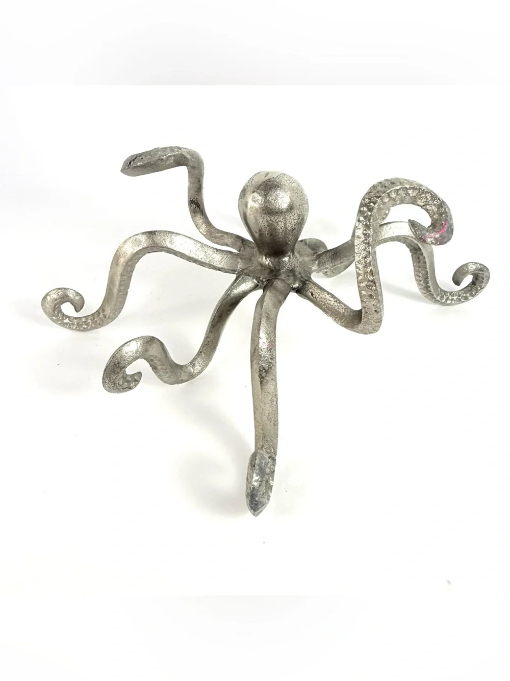 Vintage Octopus Pewter Finish Shelf Decor Coastal Nautical Statue Metal Design
